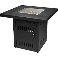 Ultranatura Ambiente Cube kokogļu ugunskura galds, kas darbināms ar oglēm un kokogļu briketēm, ietver režģi grilēšanai/BBQ, var pārveidot par dārza galdu ar pilnu galda virsmu