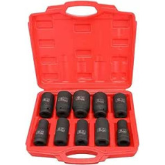 10-Piece Multi-Tooth Impact Wrench Sockets 17-41 mm 12-Point Nuts 3/4 Inch Impact Socket Set 32 x 30 x 8 cm