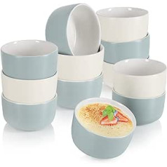 com-four® 12 x Ragout bļodas, cepeškrāsns necaurlaidīgas veidnes pelēkā un bēšā krāsā, Creme Brulee trauki, deserta trauks, katrs 320 ml, mazgājams trauku mazgājamajā mašīnā (12, 320 ml iepakojums, pelēks/bēšs)