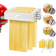 Makaronu stiprinājuma piederumu komplekts KitchenAid Artisan — 3 in-1 makaronu mašīnas virtuves palīglīdzeklis ietver makaronu veltni, spageti griezēju, Fettuccine griezēju (Artisan nav iekļauts, tikai piederumi) — tīrs