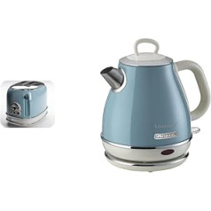 Ariete 155 Vintage Toaster with 2 Slices & 2868/05 Vintage Kettle, 1600, Painted Metal, Blue