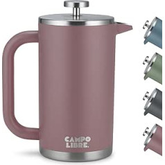 Campo Libre.® Giorgio. French Press, Coffee Maker Made of Double-Walled Stainless Steel, 1 Litre, Plastic-Free Coffee Press with Thermal Function Including Replacement Filter, Coffee Maker Also for