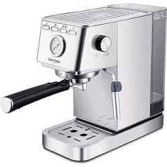 GRIFEMA GC3003 pilnībā automātisks kafijas automāts, portafiltra automāts ar dzirnaviņām, 20 bāru espresso automāts ar noņemamu gatavošanas bloku un 1,4 l ūdens tvertni, 20 cm platums, 1350 vati, sudrabs