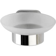 WENKO Mezzano Soap Dish for Storage of Hand Soap with Removable Satin Glass Bowl, Holder Made of High-Quality Shiny Stainless Steel, Rustproof 11 x 5.5 x 13 cm