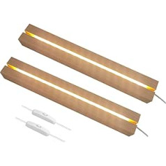 2 x LED apgaismojuma displeja pamatne, siltas krāsas taisnstūrveida koka apgaismots pamatnes statīvs, USB LED gaismas pamatnes statīvs, darbvirsmas displeja pamatne dekoratīva stikla sveķu akrila plāksnei, 30 x 4,5 x 3 cm