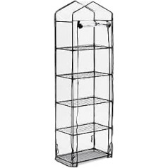 Relaxdays Balcony Greenhouse, H x W x D: 193 x 58 x 36 cm, 5 Levels, Iron & PVC Film, Foil Greenhouse, Transparent/Black