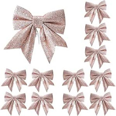 Glitter Christmas Bows Rose Gold Bows for Christmas Tree 5.5