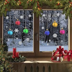 The Tile Sticker Company Pack of 2 Christmas Stained Glass Baubles Candle Arch Snowflake Window Stickers Adhesive (Ball Original)