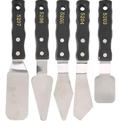 5 Piece Palette Knife Set, Stainless Steel Acrylic Spatula, Versatile Palette Knife, Painting Tool, Metal Knife, Wooden Handle, Palette Knife, Scraper Knife, Art Supplies for Oil, Canvas and Acrylic