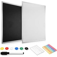 Navaris combo board made of chalkboard and cork pin board - memo board 60 x 40 cm with magnetic board film cork wall - incl. Chalk Pins Magnets Holder 60x40 cm