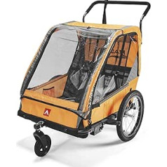 Allen Sports Hi-Viz Bicycle Trailer and Pram for 2 Children - Orange, Model ES2-O