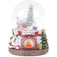 Christmas Concepts® 15 cm muzikāls Ziemassvētku fona dekors ar Ziemassvētku vecīša un koka ūdens globusu + krāsu maināmām LED gaismām