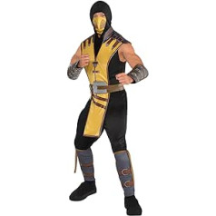 Amscan — Adult Mortal Kombat Scorpion kostīms, kombinezons, josta, galvassega, maska, tematiska ballīte, karnevāls