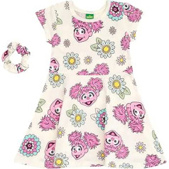 Sesame Street Abby Cadabby zīdaiņu meitenes franču frotē slidotāju kleita un Scrunchie White 18 mēn.