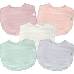 zaļie asni - Mull Organic Cotton Bib (iepakojumā 5) - Mellenes - 0-12 mēneši