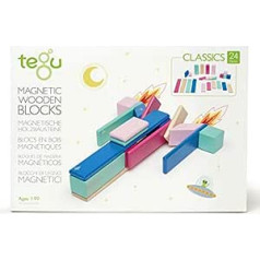 24 piece Tegu magnetic wooden block set, Munich, Blossom