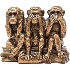 Leonardo Collection 3 sitzend Affen Skulptur, bronza, 17 x 9 x 13 cm