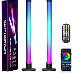 bedee Smart LED gaismas josla, 42 cm RGB apkārtējās vides lampa ar vairākiem režīmiem un mūzikas sinhronizāciju, televizora fona apgaismojuma apgaismojums, aptumšojams apgaismojums ar tālvadības pulti spēlēm, dators, dekorēšana, 2 vienīb