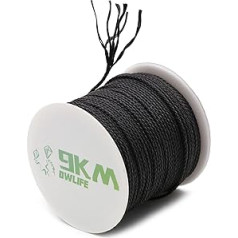 9KM DWLIFE 100% Kevlar Braided Line Multi-Purpose Woven Rope Kites Lead/Camping Rope / Fishing Tool Assist/Model Rocket Heat and Cut Resistant Black (0.5 mm ~ 3.5 mm 23 kg ~ 680 kg)