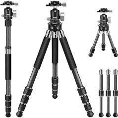 JAUNĀKS Viss vienā Ceļojumu statīvs Monopods Oglekļa šķiedras radošais DIY kameras statīvs 9+ montāžas komplekts Mini statīva kāja centrs Kolonna 360° lodīšu galvas uzgaļi Viegli fotografēšanai ārpus telpām TP23