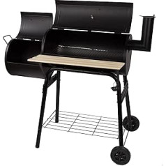 AKTIVE 52899 Charcoal Barbecue with Thermometer 116 x 61 x 106 cm with Ventilation System and Fireplace, 2 Wheels for Easy Transport, Designed for Outdoor Barbecues