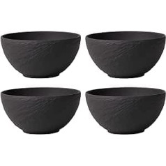 Villeroy & Boch Villeroy and Boch Manufacture Rock Bowl, 430 ml, 14 cm, Premium Porcelāns, Mazgājama trauku mazgājamā mašīnā, Drošs mikroviļņu krāsnī, Melns, 4-daļ.