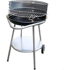 Charcoal Grill Round Diameter 51 x 51 x 82 cm Active | Easy to Carry and Portable | 4 Adjustable Heights | Includes Two Steel Grills and Two Removable Handles