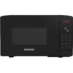 Siemens FE023LMB2 iQ300 mikroviļņu krāsns, 44 x 26 cm, 800 vati, grozāmais galds 27 cm, durvju eņģes pa kreisi, cookControl8 automātiskās programmas, grila funkcija, melna, 20 L