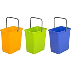 BranQ - Home essential Universal Set of 3 Waste Separation Baskets with Practical Handle Made of High-Quality BPA Material, Yellow/Green/Blue, 17.5 x 26 x 29 cm (L x W x H), 5901098049603