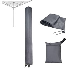 PJDH Rotary Airer Cover Waterproof with Zip Protective Cover for Rotary Airers, 16 x 16 x 165 cm, Grey