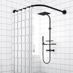 Shower Curtain Rail Curved L Shape Bathtub Stainless Steel Shower Rail Corner Bathtub Stainless Steel Telescopic Rod Corner Shower Rail for Changing Room 70 to 95 cm x 70 to 95 cm