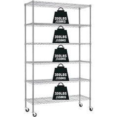 Actask Heavy Duty Shelving Storage Shelving Unit Metal 6-Tier for Shops, Homes, Offices with 2100 lbs Total Load Capacity Height-Adjustable Standing Shelving Basement Shelf NSF Certified 198 x 122 x