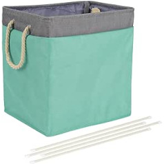 Amazon Basics nefrīta zaļā auduma saliekamais veļas grozs ar noņemamiem kronšteiniem 40,6 cm x 33 cm x 43,6 cm