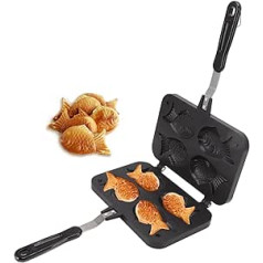 Taiyaki zivju veidnes kūkas panna Taiyaki pannas zivs formas vafeļu kūkas veidotājs Zivju pannas pankūka dubultā panna Mājas gatavošanas veidne, nepiedegoša pretpiedeguma rokturis