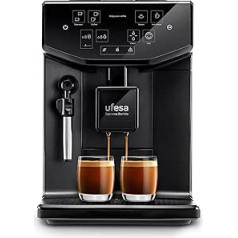 Ufesa Barista kafijas automāts ar dzirnaviņām, pilnībā automātisks kafijas automāts ar piena putotāju, 20 bāri espresso un kapučīno pagatavošanai, skārienekrāna panelis, espresso automāts ar vieglu tīrīšanu, 2 l ūdens tvertne,