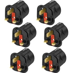 Vguard UK Adaptor Travel Adapter, 6 Pack England Germany Plug, Power Adapter Travel Plug Schuko EU to UK Socket, Black