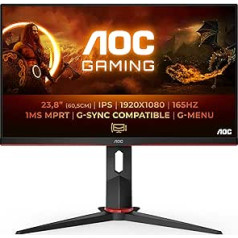 AOC Gaming 24G2SP 24 collu FHD monitors, 165 Hz, 1920 x 1080, FreeSync Premium (1920 x 1080, VGA, HDMI, DisplayPort) melns/sarkans