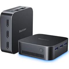 Blackview Mini PC MP80 16 GB LPDDR5 RAM 512 GB M.2 SSD, Intel N5095 mini dators, 4K UHD mini galddators Windows 11, trīs HDMI, Gigabit Ethernet, 5G WiFi, biznesam/mājas kinozālei