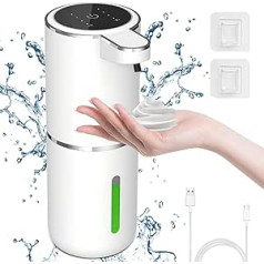 Cuteefun Automatic Foam Soap Dispenser, Power Display, 380 ml Electric Soap Dispenser with Sensor, 4-Level Adjustable Liquid Volume, Rechargeable Soap Dispenser Wall Mounted for Bathroom