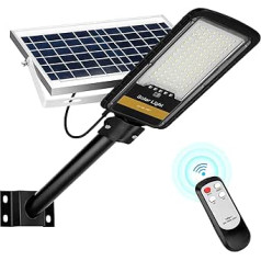 Juyace Kingwei 80 W Street Lamp Solar Street Lights Outdoor Solar Spotlight 84 LEDs Dusk to Dawn Outdoor Waterproof Solar Lights with Remote Control 6500 K White Safety LED Floodlights