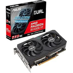 Asus Dual AMD Radeon RX 6500 XT OC Edition spēļu grafikas karte (AMD Radeon RX6500XT 4GB GDDR6, PCIe 4.0, 1x HDMI 2.1, 1x DisplayPort 1.4a, DUAL-RX6500XT-O4G)