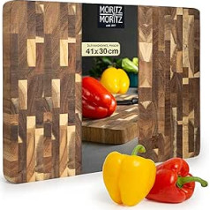 Moritz & Moritz Moritz & Moritz liels koka griešanas dēlis - 41 x 30 x 3 cm - Antibakteriāls akācijas koka dēļu virtuve - Maizes, dārzeņu, augļu, gaļas un siera griešanai