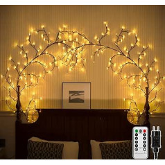Ciskotu izgaismots vītolu vīnogulājs, vītolu koka lampas ar kontaktdakšu, 144 gaismas diodes Willow Vine LED koks, mirdzošs koks sienu dekorēšanai, guļamistaba, mākslīgie gaismas zari iekštelpu sienu dekorēšanai
