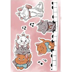 Komar Disney Wall Sticker Aristocats Kittens - 50 x 70 cm (Width x Height) - 7 Pieces - Marie, Duchesse, Toulouse, Decorative Sticker, Wall Sticker, Wall Sticker, Wall Decoration, Children's Room -