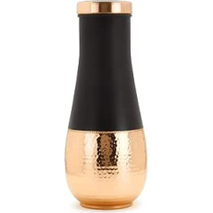 Zap Impex Copper Water Bottle with Integrated Glass Tulip Pot (Black)