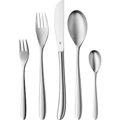 WMF Silk Edelstahl Besteck Set 6 Personen, Essbesteck Set 30 teilig, Monobloc-Messer, Cromargan Edelstahl mattiert, spülmaschinenfest