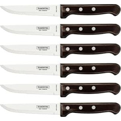 Tramontina Steakmesser Gaucho, Set 6-teilig, Edelstahl, Holzgriff Braun, FSC