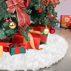 Christmas Tree Skirt, 90 cm White Plush Skirt Christmas Tree Cover