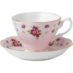 Royal Albert New Country Pink Roses Tee Tasse und Sauce Vintage Box, Mehrfarbig, Knochenporzellan