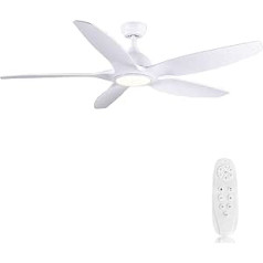 Newday Ceiling Fan with Lighting and Remote Control, 60-1015 153 cm Quiet Ceiling Fan with Lamp, Ceiling Lighting with Fan / Silent 5 Speed DC Motor, 3 Colour Temperatures, Timer